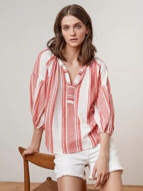 Velvet Graham Spencer Blouse Small Boho Aztec India Cotton Summer